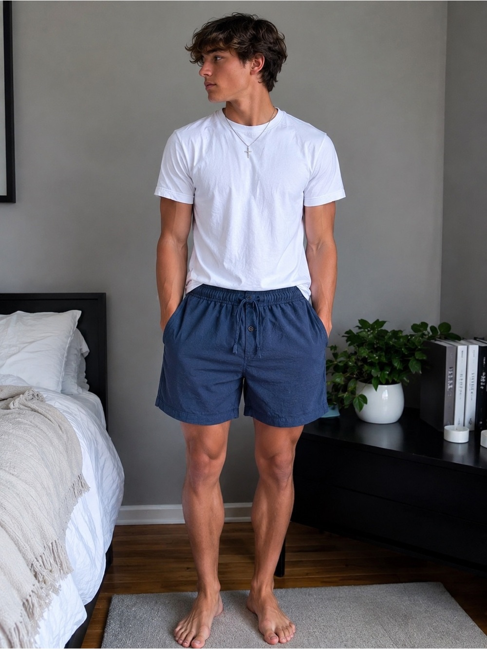 Stafford Navy Blue Sleep Shorts Size S – Soft Loungewear Casual Shorts